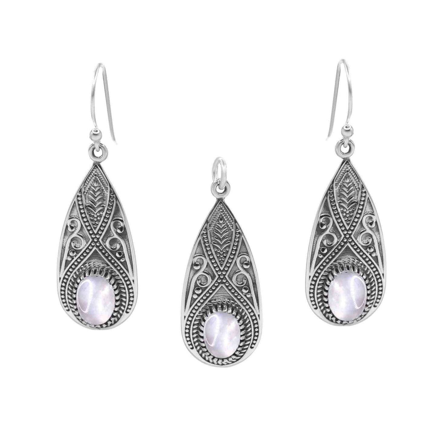 Conjunto de Plata Gotas - Tribal con Piedra Luna