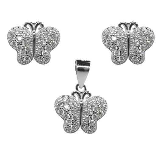 Conjunto de Plata Mariposas con Circones