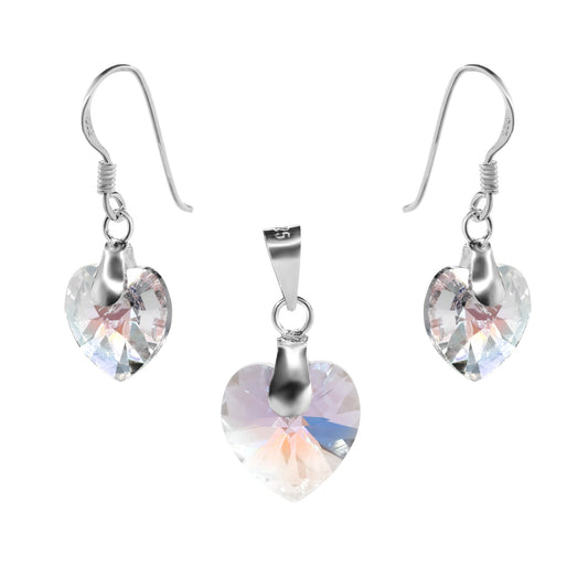 Conjunto de Plata - Corazón de Cristal Tornasol