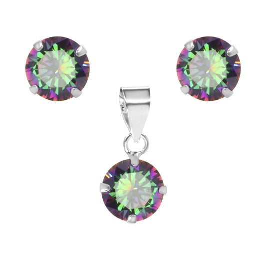 Conjunto de Plata - Puntos de Luz Circón Místico 8 mm