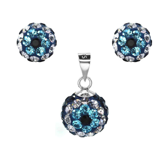 Conjunto de Plata - Strass Azulinos