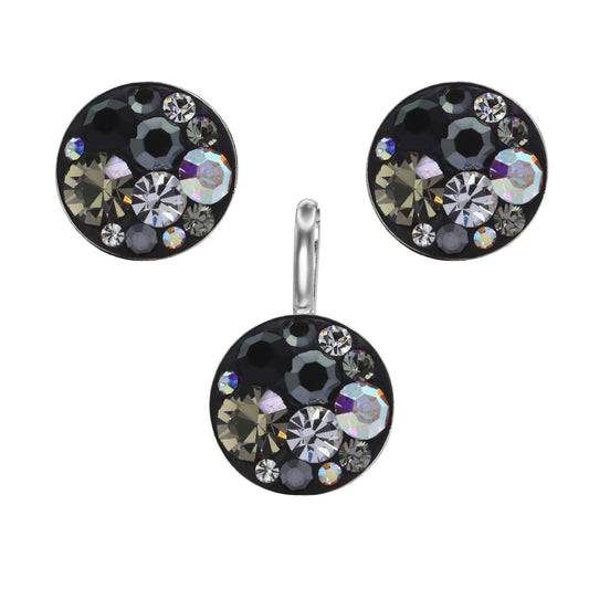 Conjunto de Plata - Strass Tonos Grises