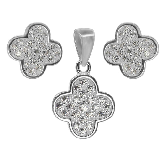 Conjunto de Plata - Trébol con Circones