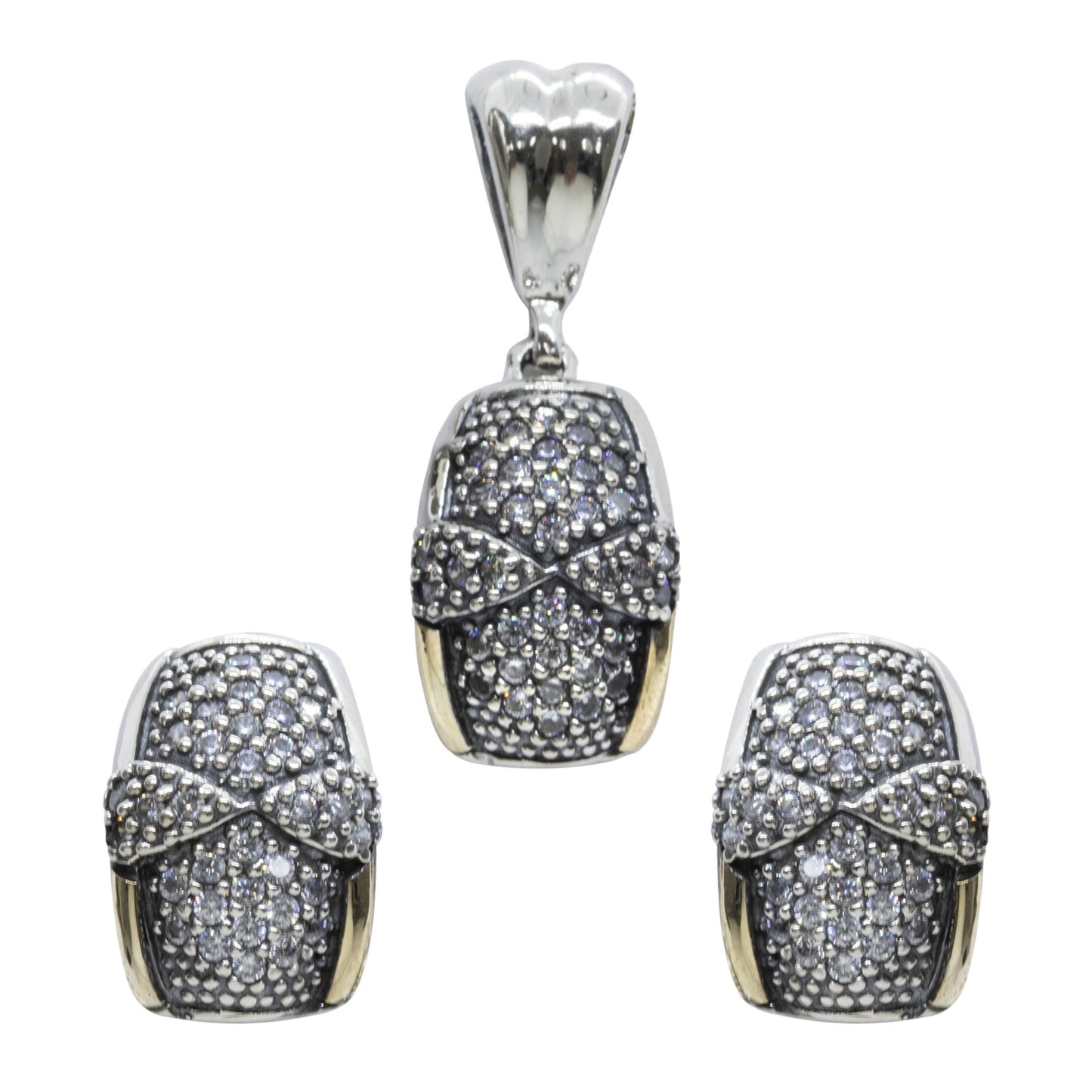 Conjunto de Plata Placas con Nudos Circones y Oro