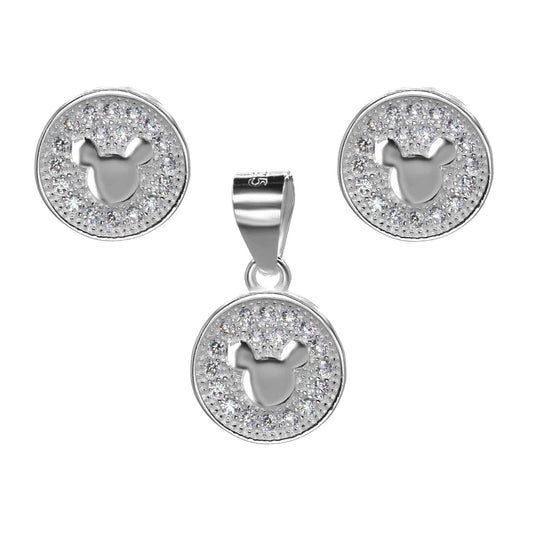 Conjunto de Plata Placas Mickey Mouse con Circones