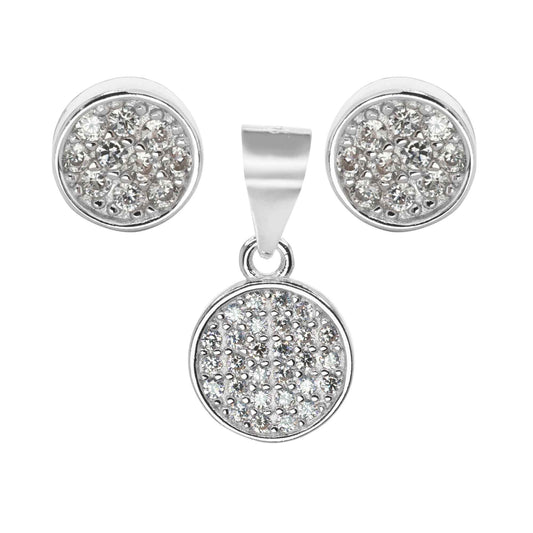 Conjunto de Plata Rodinada - Placa con Circones