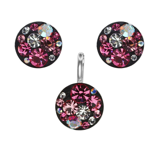 Conjunto de Plata Strass Tonos Rosas