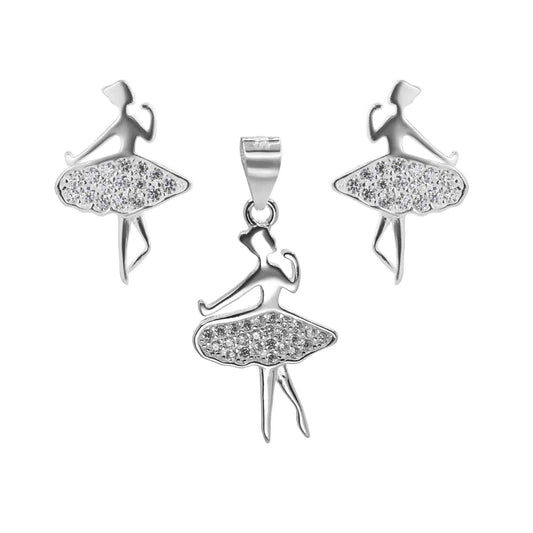 Conjunto de Plata 925Modelo Bailarina con Circones