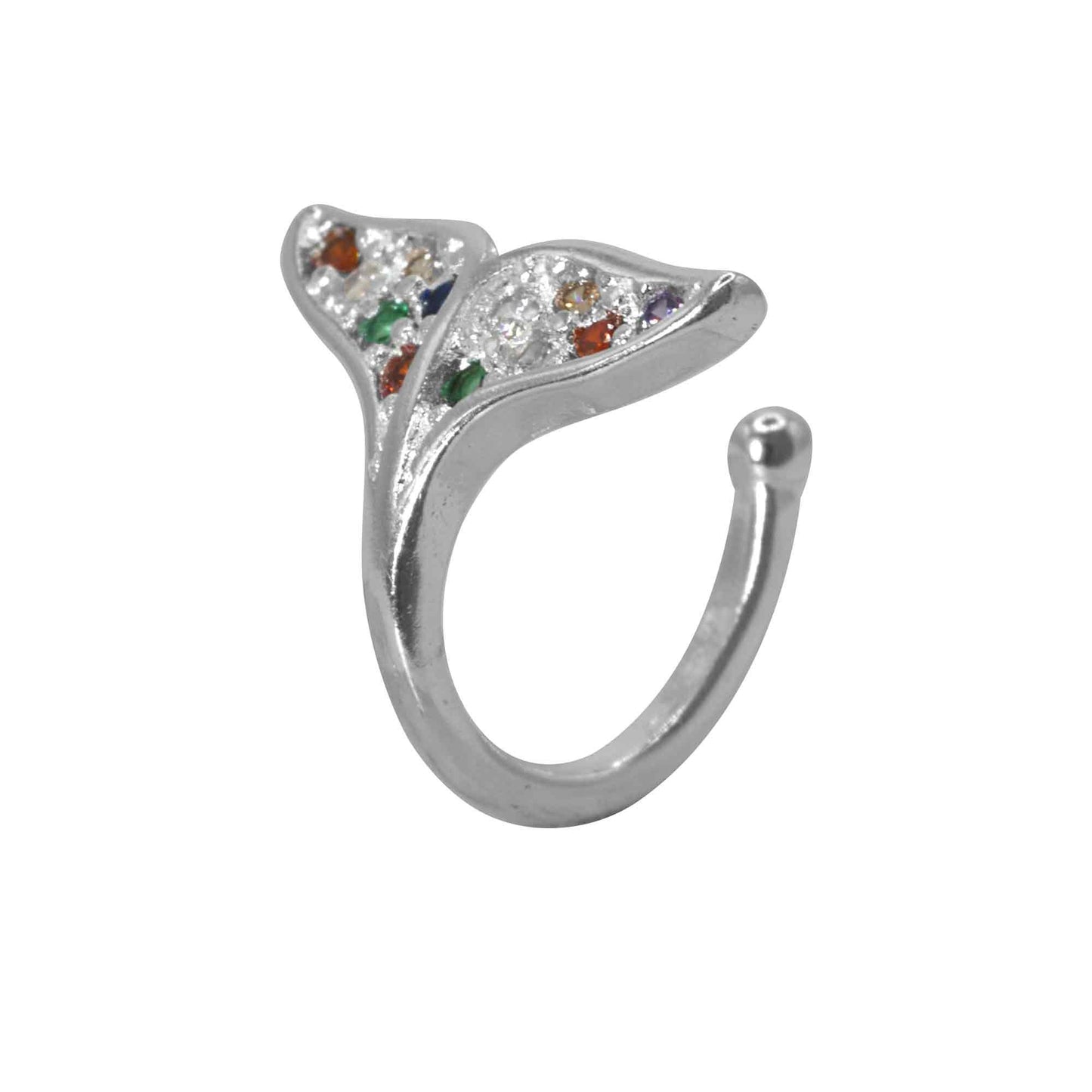Aros Enchapado en Plata Cuff Cola de Ballena con Circones Colores