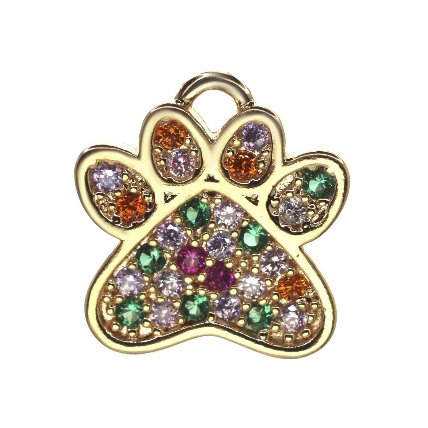 Insumo Enchapado en Oro Diseño Huella con Circones de Colores