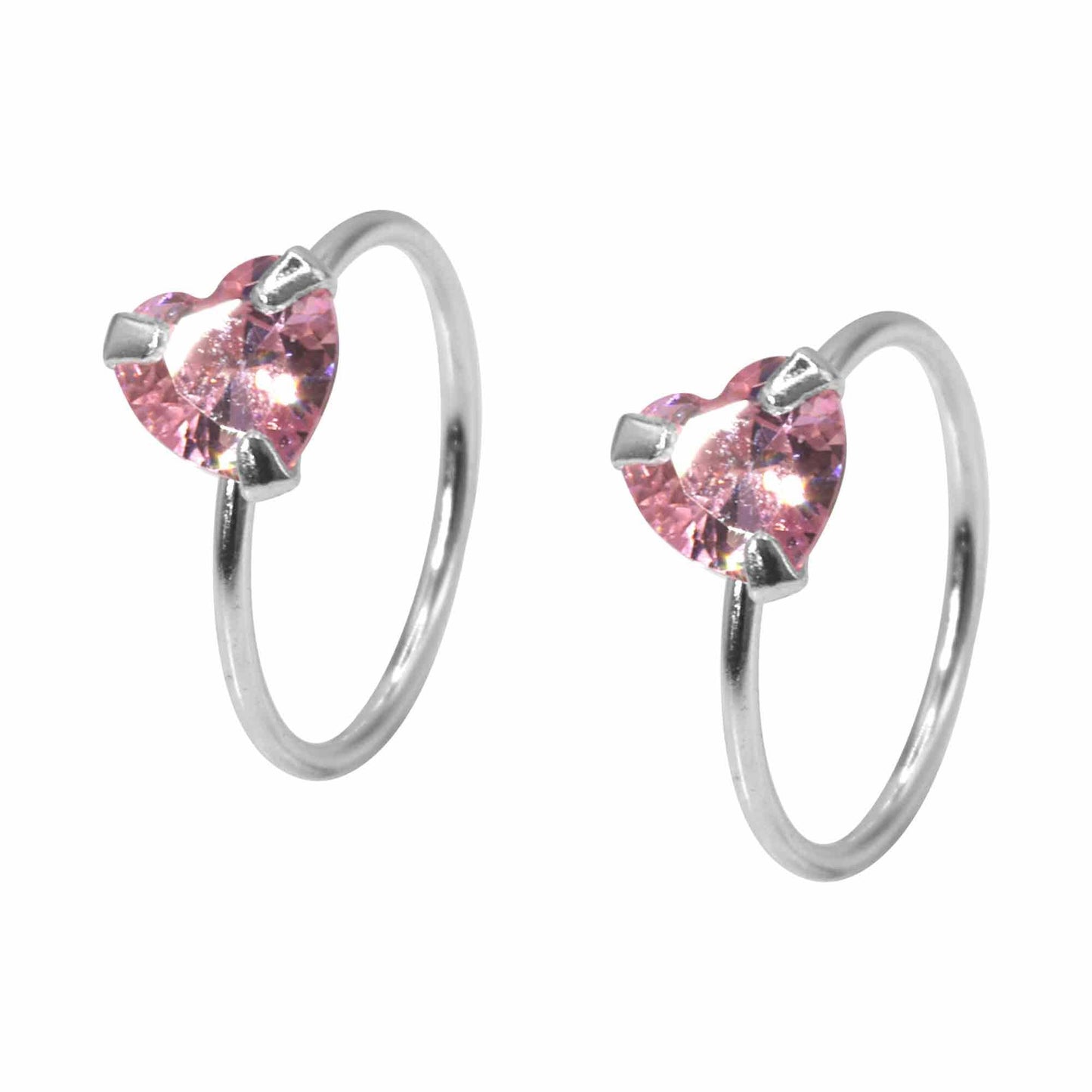 Piercing de Plata Circón Corazón Rosa 10 mm
