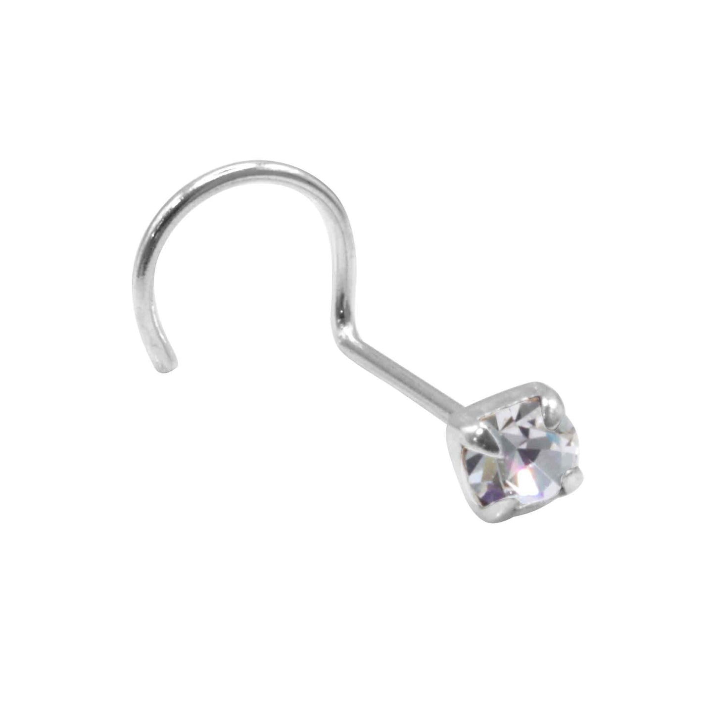 Piercing Nariz de Plata Enroscado Circón