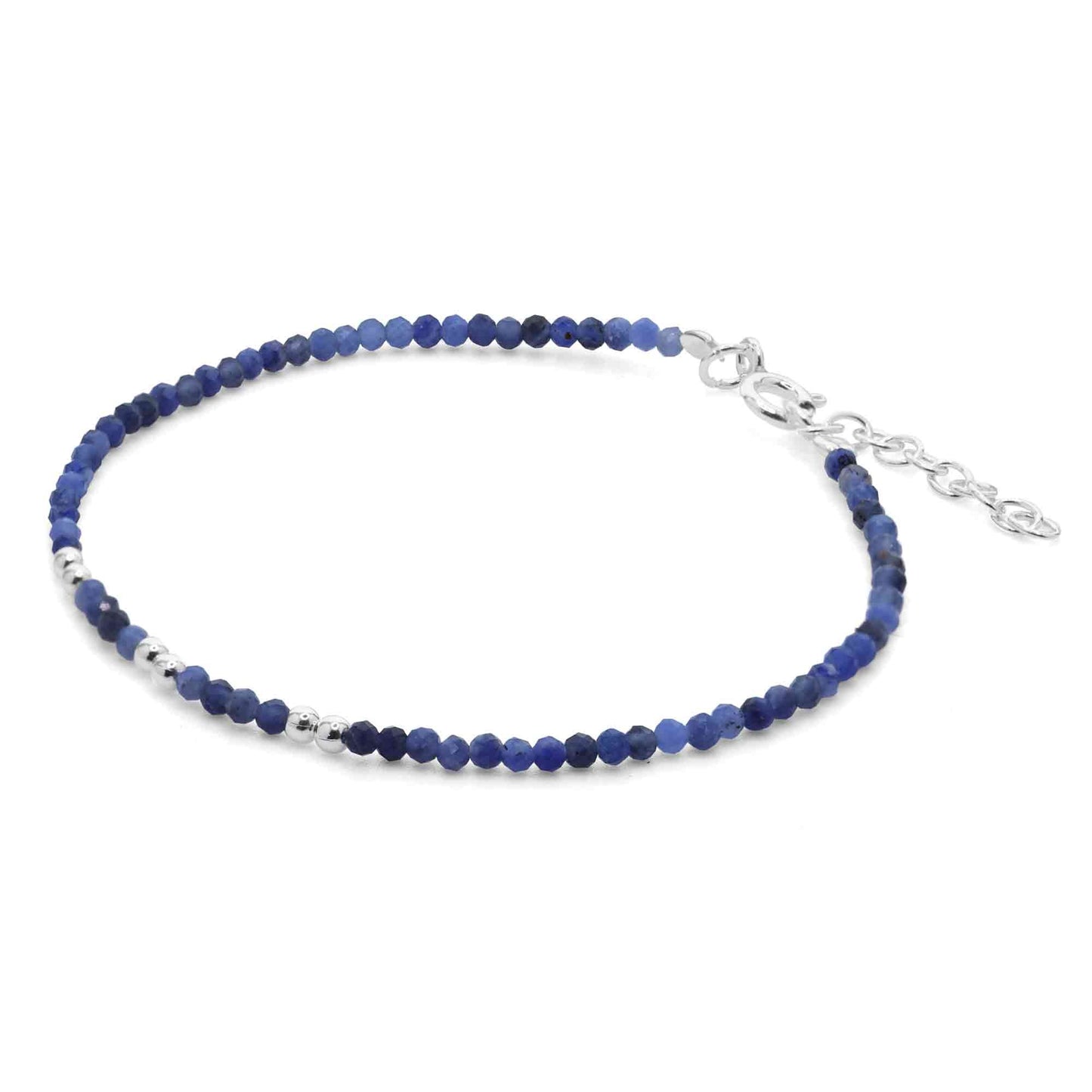 Pulsera de Plata Ágatas Azules con Esferas
