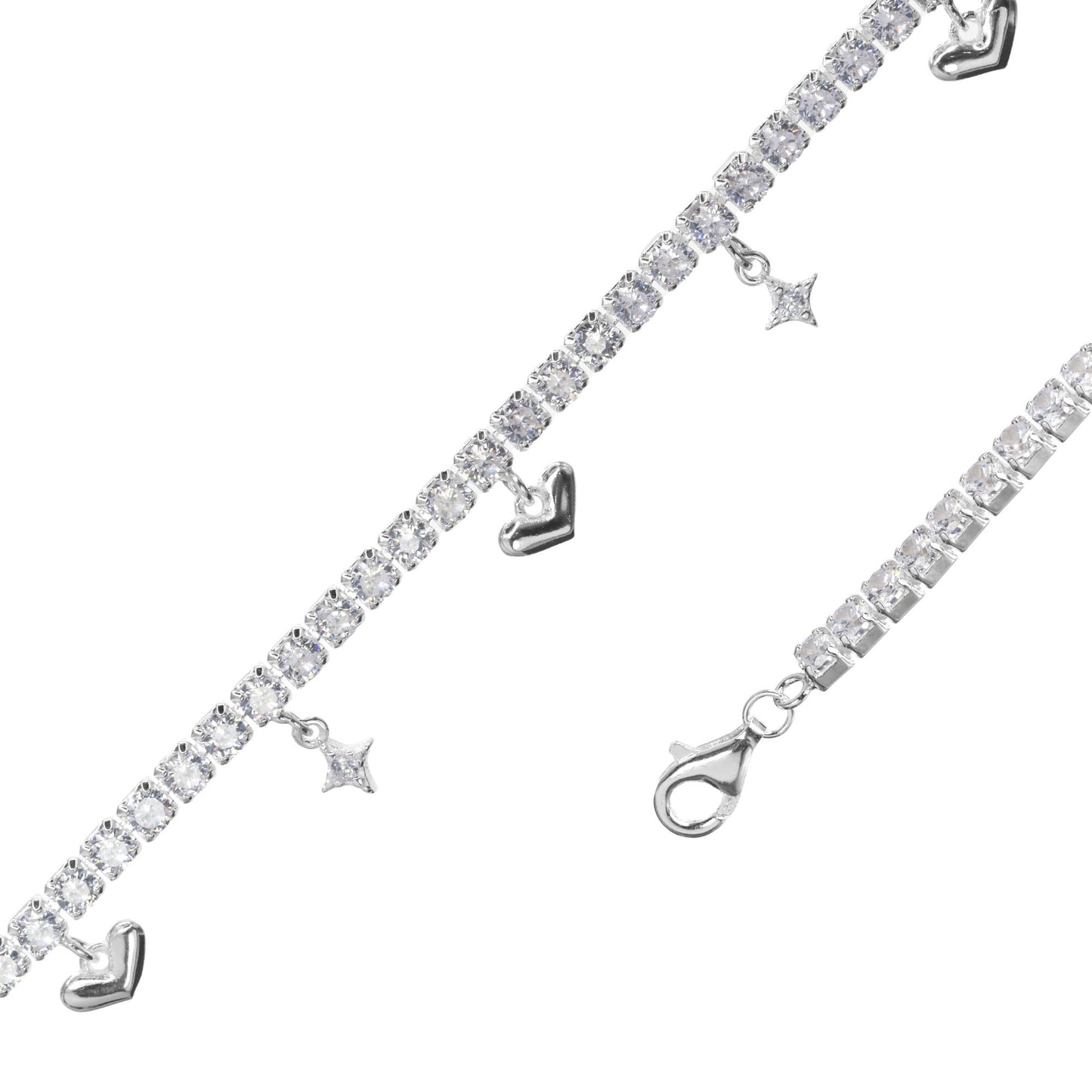 Pulsera de Plata Cinta de Circones y Pequeños Dijes