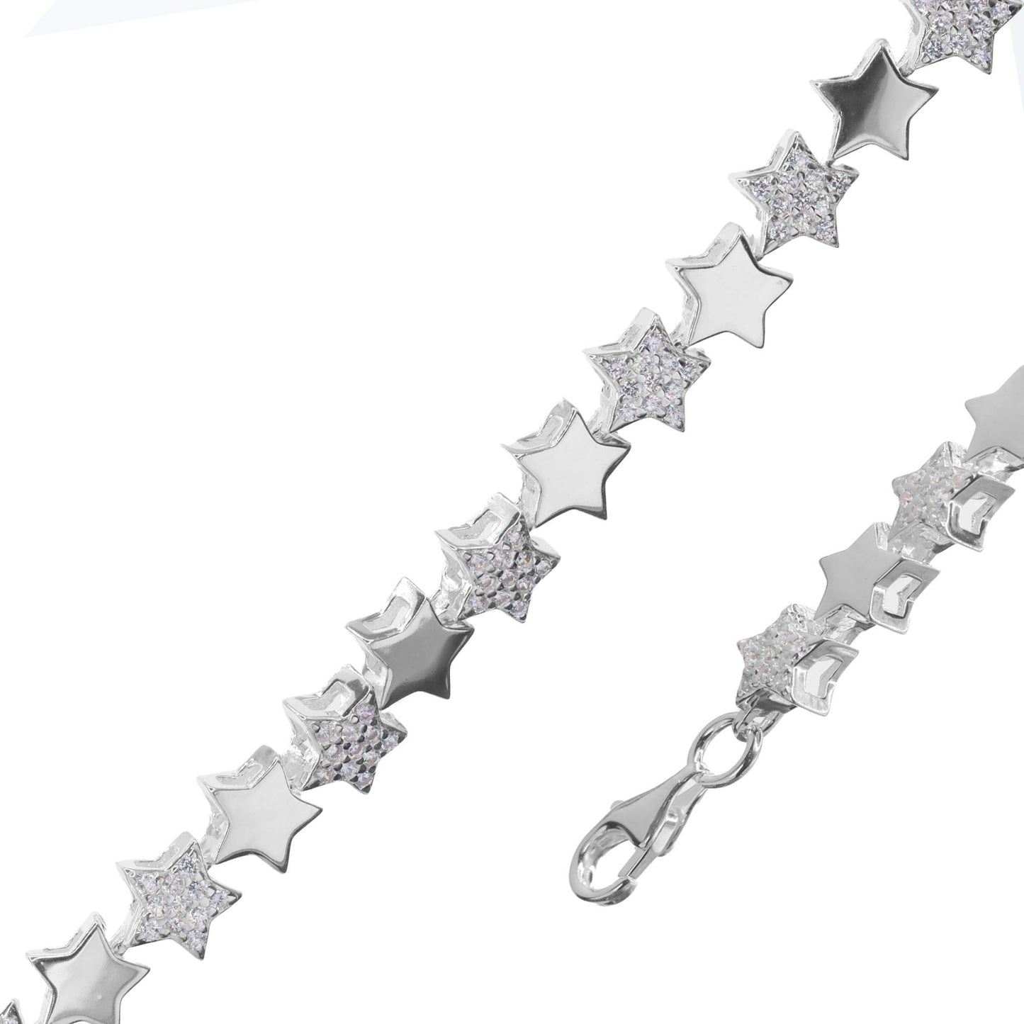 Pulsera de Plata Cinturón de Estrellas Lisa y Circones