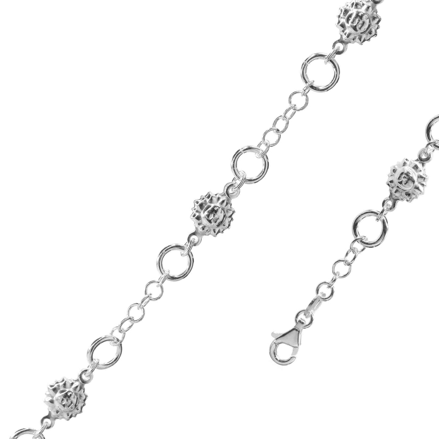 Pulsera de Plata Dijes de Sol Eslabones Redondos