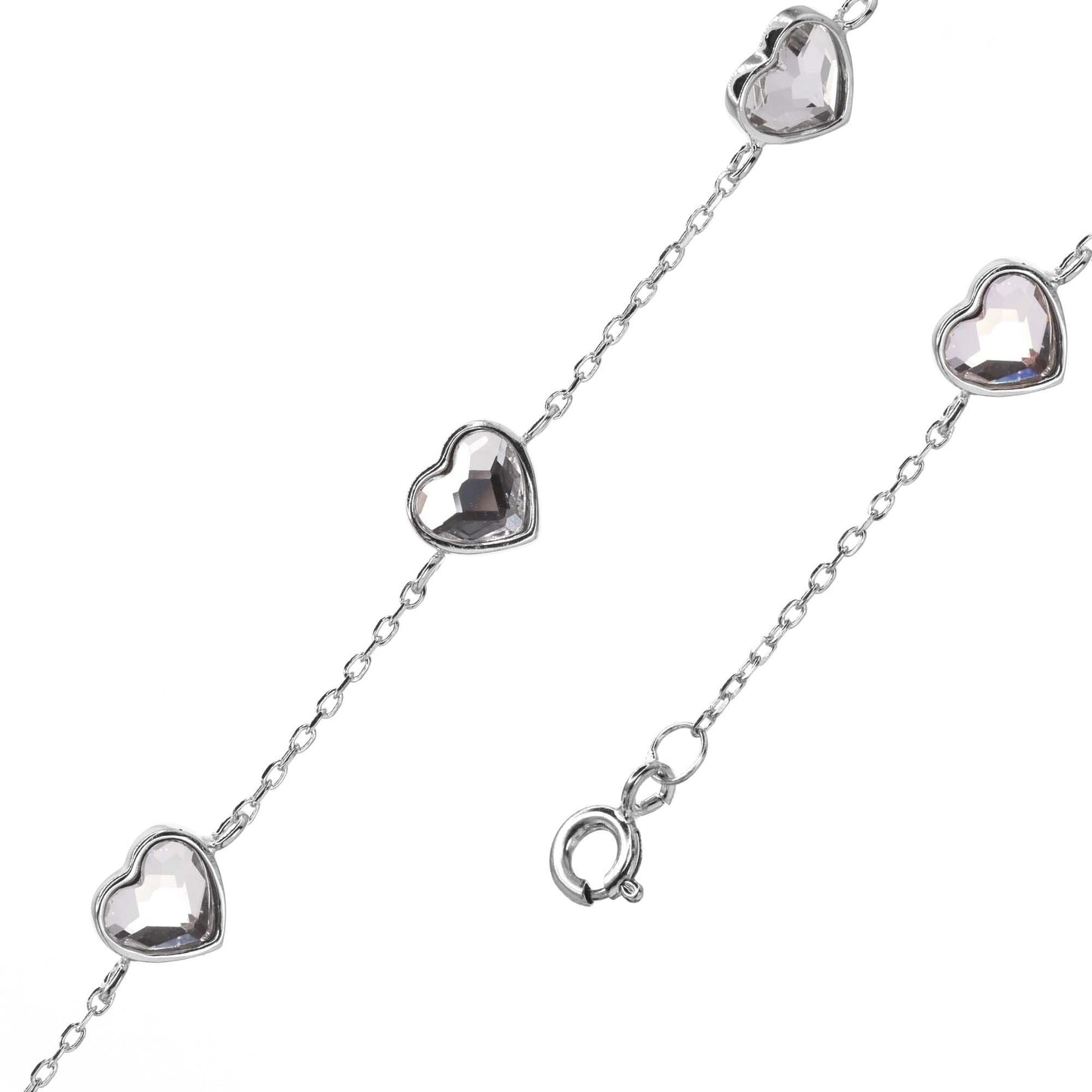 Pulsera de Plata - Corazones de Circón Swarovski Elements