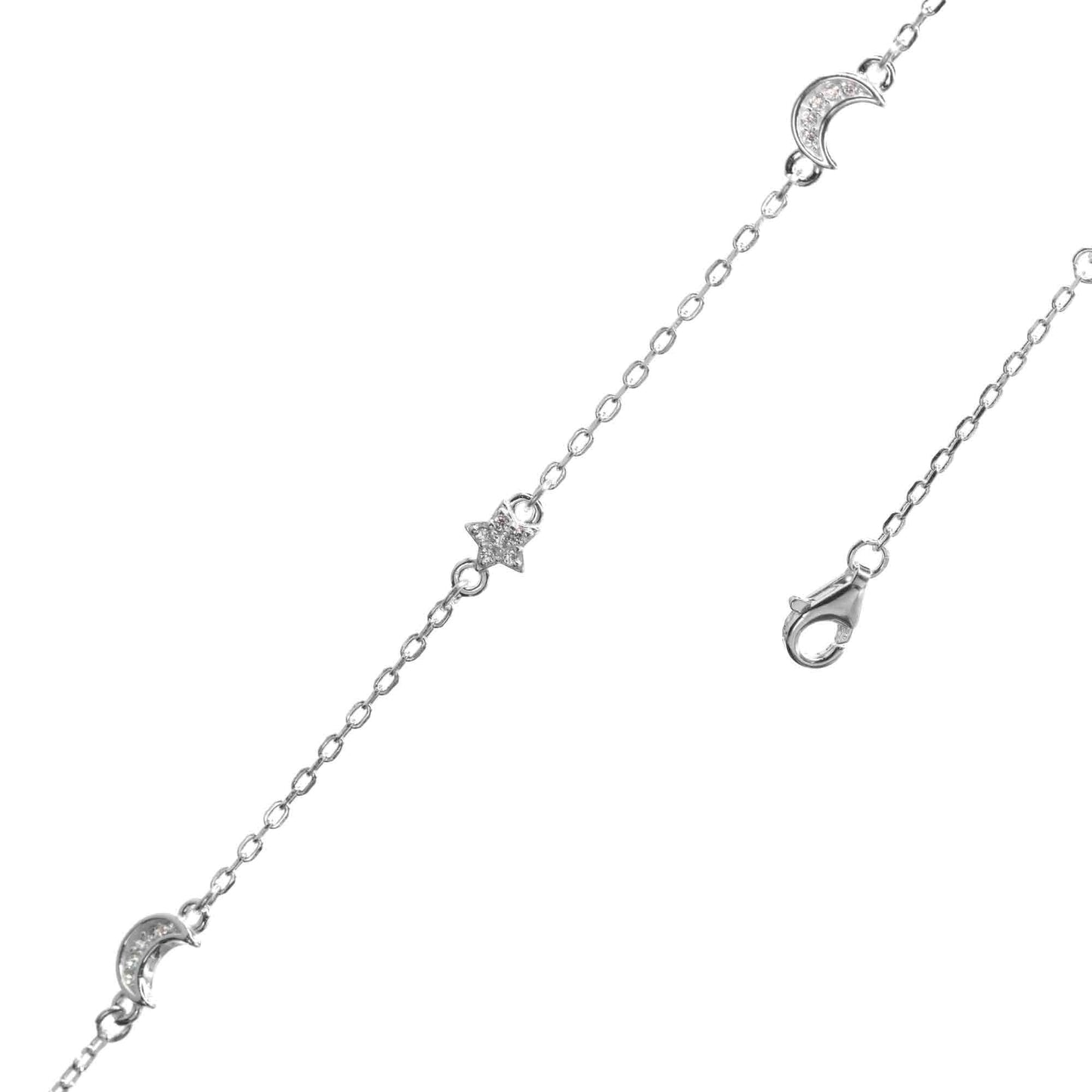 Pulsera de Plata - Estrellas y Lunas con Circones