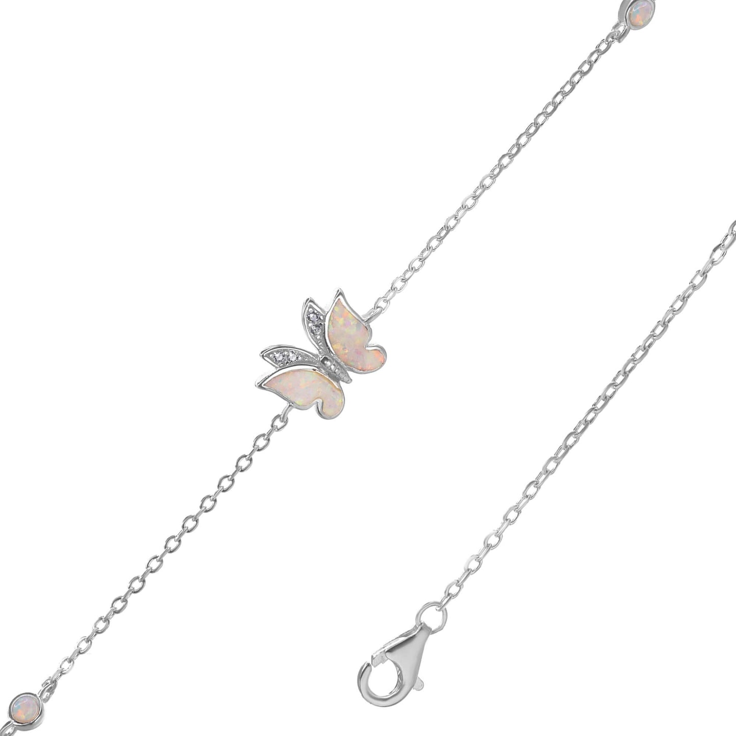Pulsera de Plata - Mariposa con Botones de Ópalo Australiano