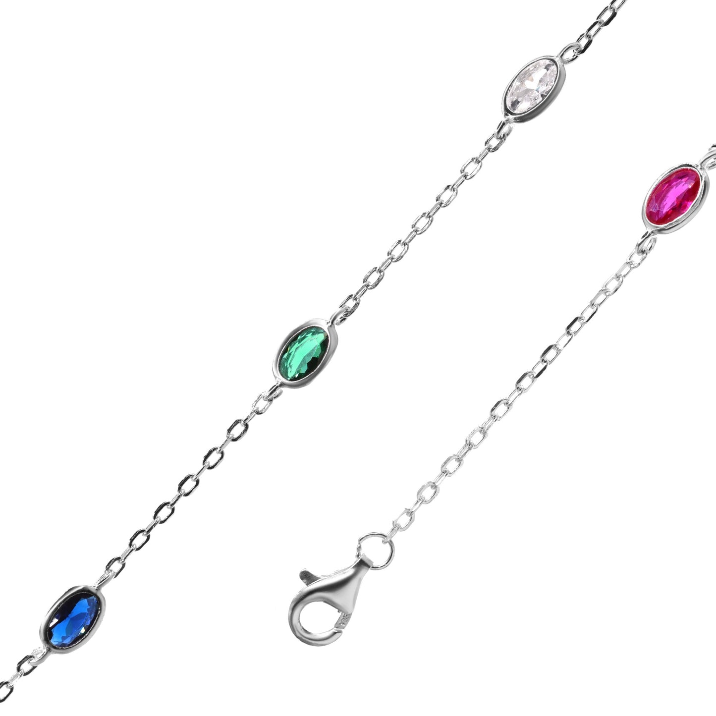 Pulsera de Plata - Óvalos Circones de Colores