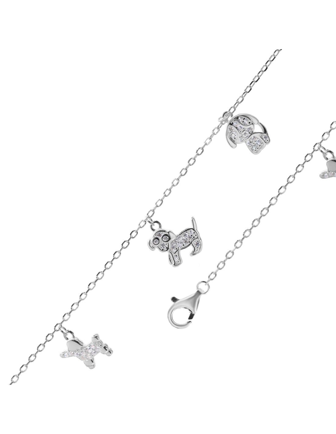 Pulsera de Plata - Perritos con Circones