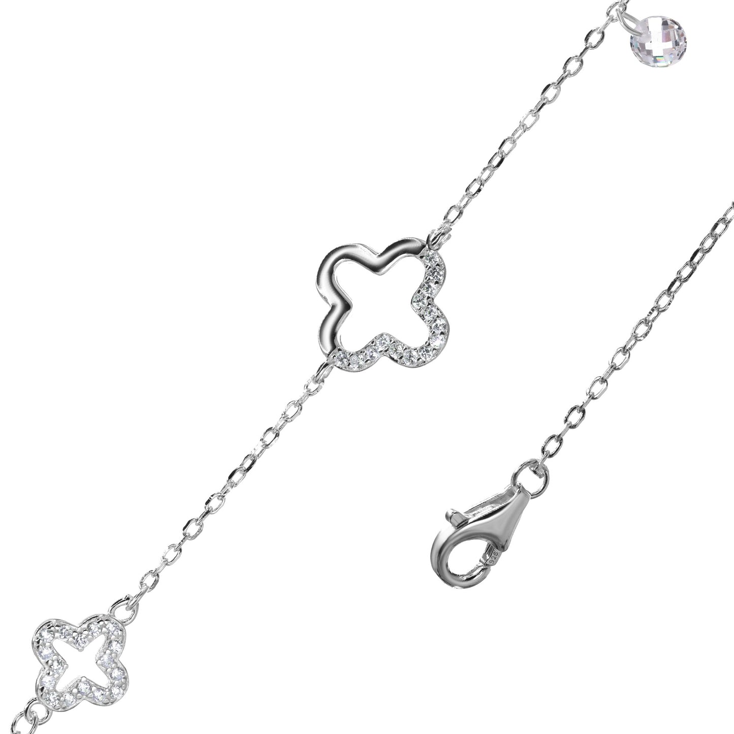 Pulsera de Plata - Trébol con Circones