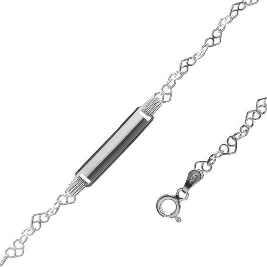 Pulsera de Plata Eslabón de Corazones con Piocha Infantil