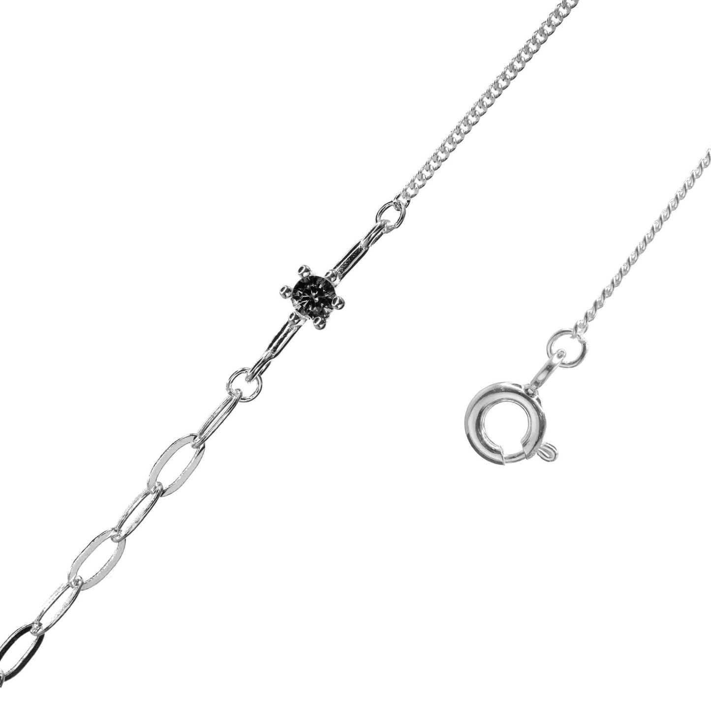 Pulsera de Plata Eslabón Doble con Circón Ónix
