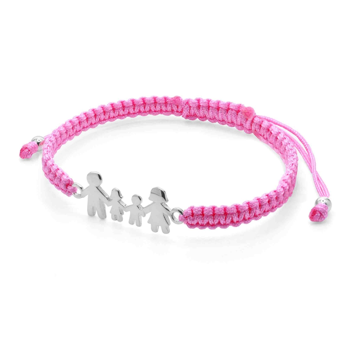 Pulsera de Plata Macramé Rosa Familia