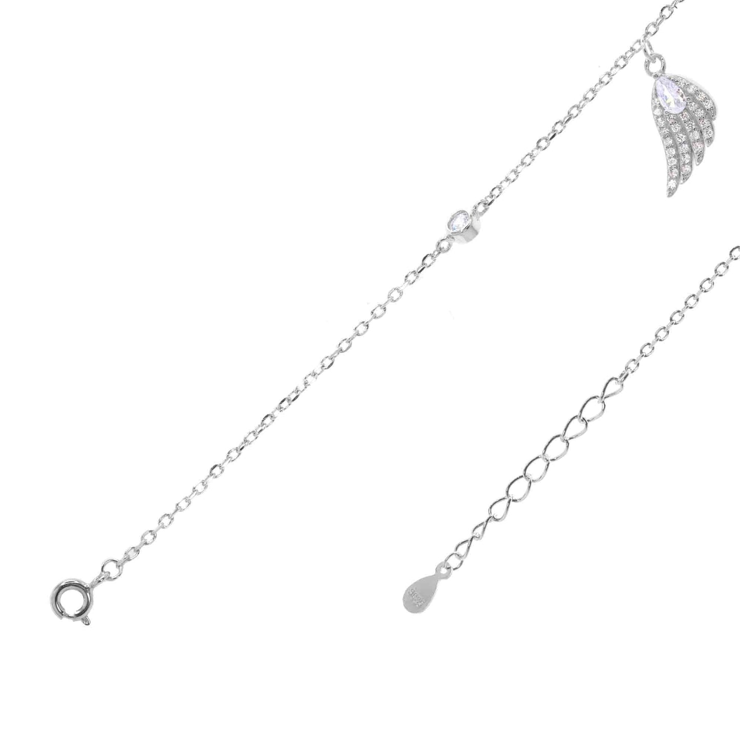 Pulsera de Plata Pluma con Circones
