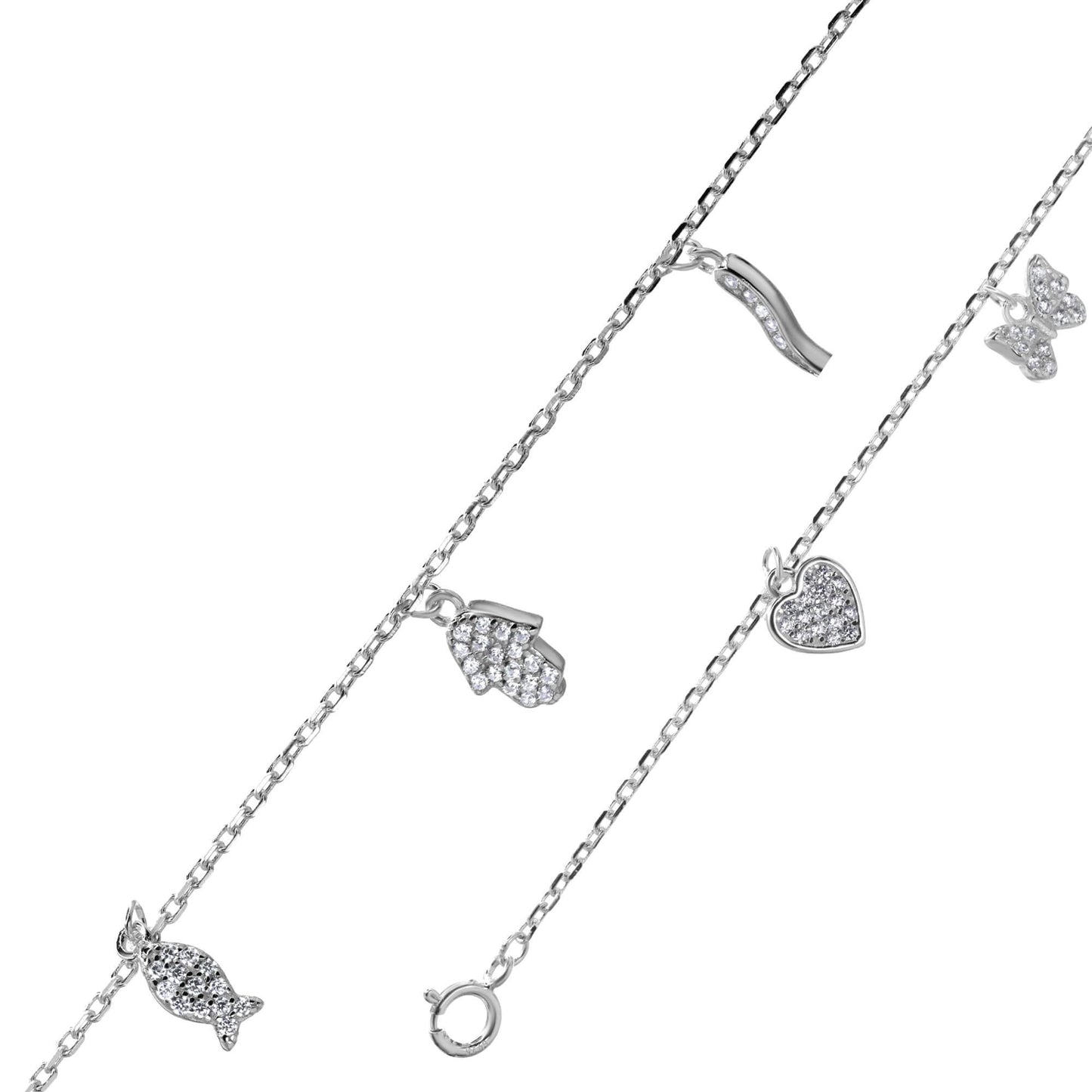 Pulsera de Plata Serie de Multi Figuras Colgantes de Circones
