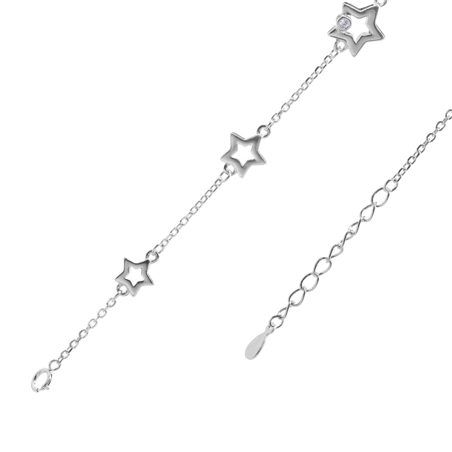 Pulsera de Plata Serie Estrellas Aplicación Circón