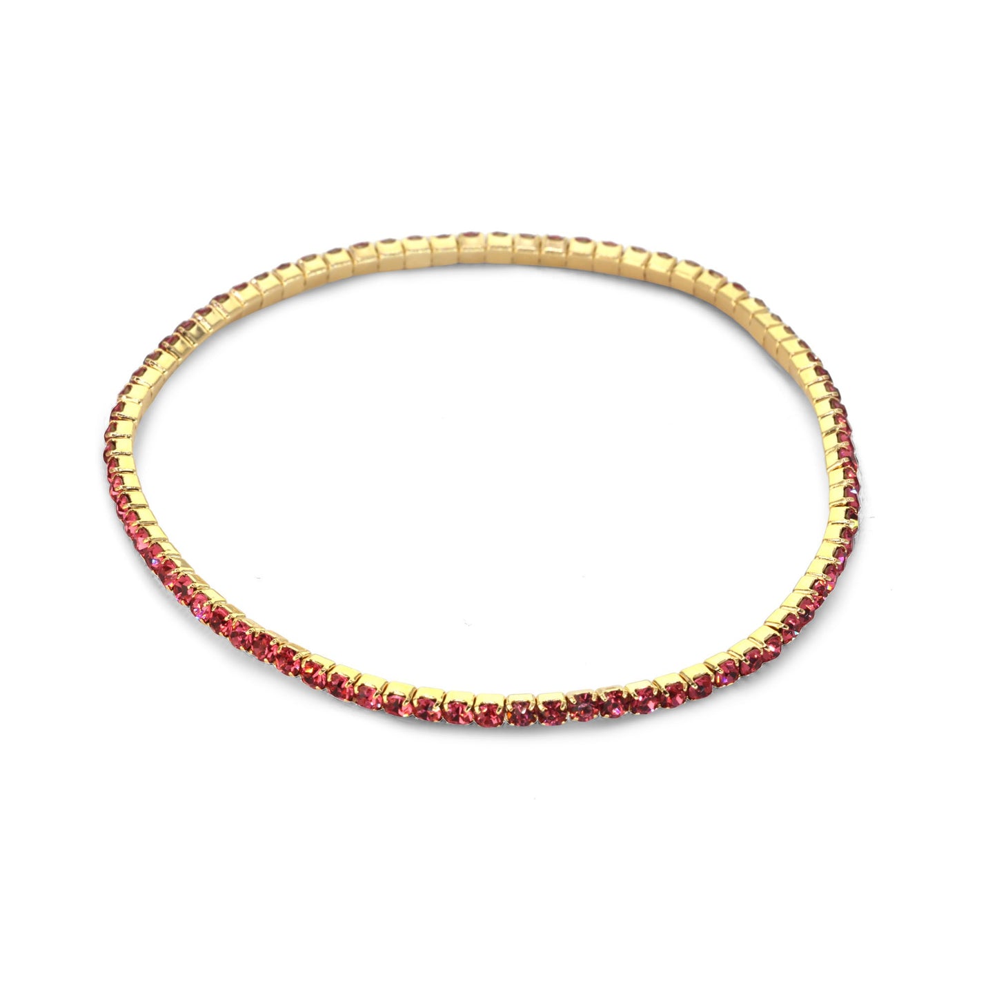 Pulsera Enchapada en Oro Elástica con Circones Rosas