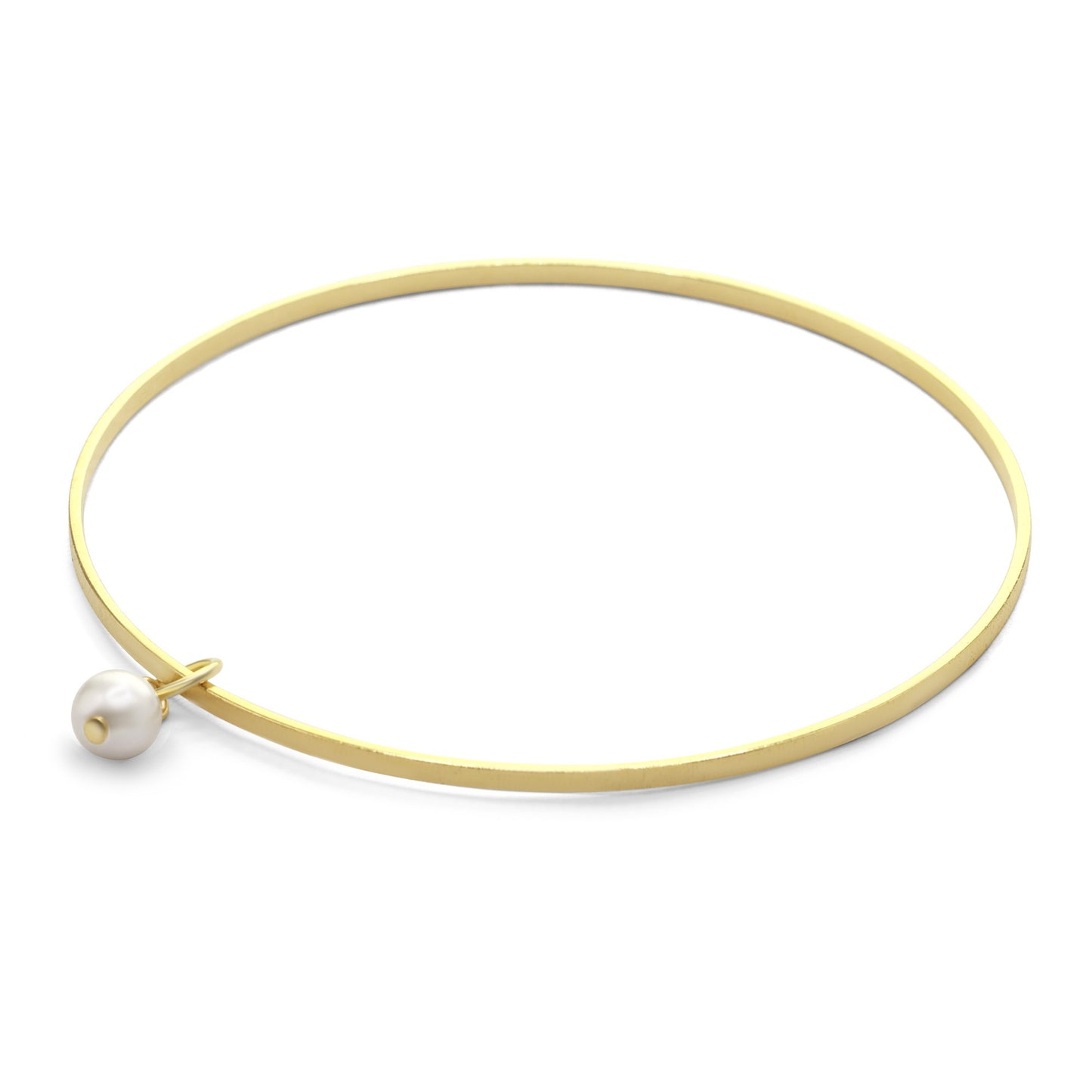 Pulsera Enchapada en Oro - Esclava Delgada con Dije de Perla