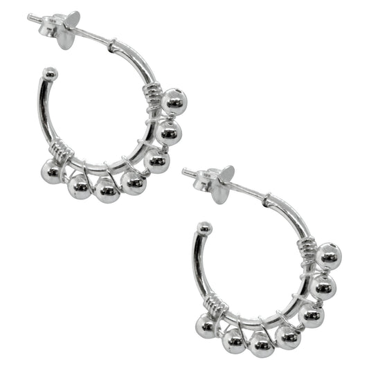 Argollas de Plata 925 Abiertas con 7 Esferas