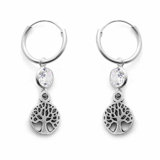 Argollas de Plata 925 Árbol con Circón