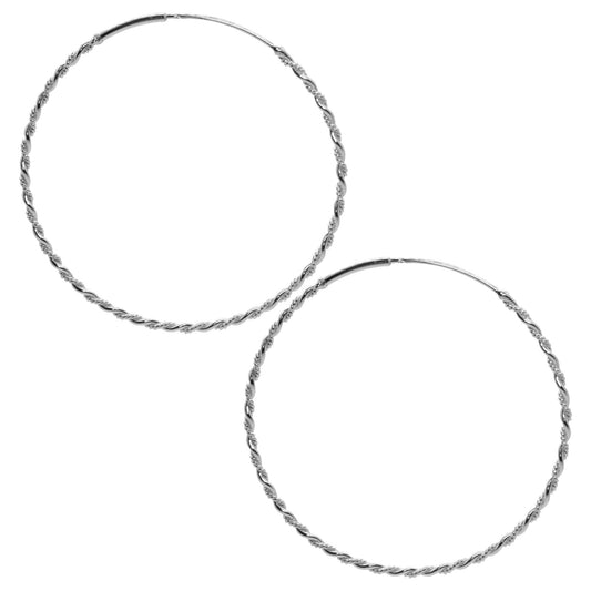 Aros de Plata 925 Argollas Entorchadas 70 mm