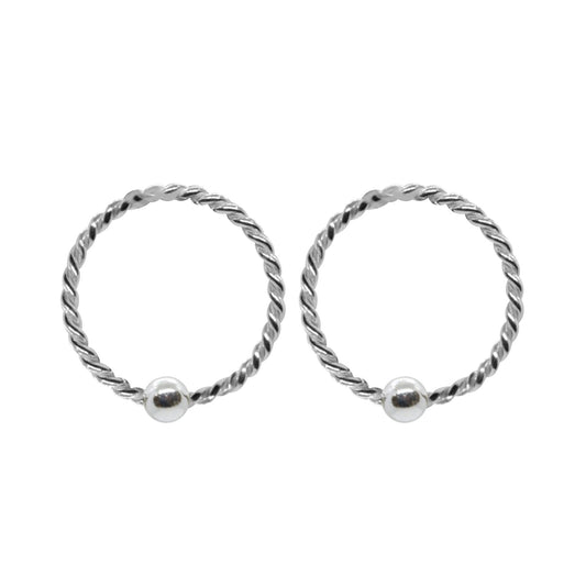 Aro de Plata Piercing Trenzados con Esfera 10 mm