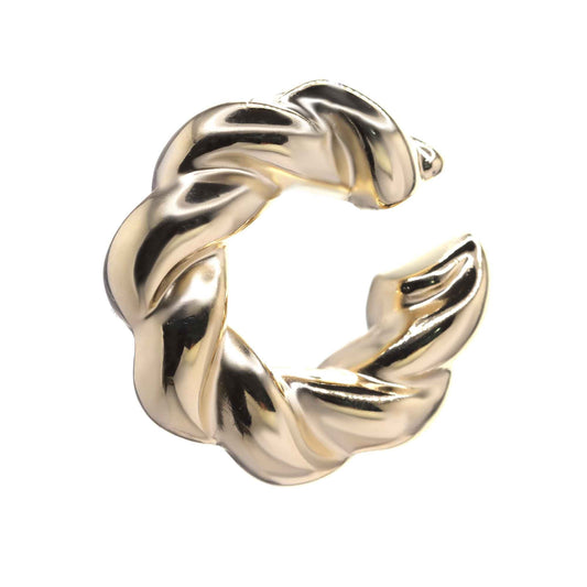 Aro Enchapado en Oro Cuff MAXI Anudado Textura Lisa