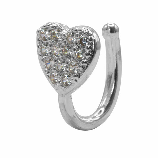Aros Enchapado en Plata Cuff Corazón con Circones