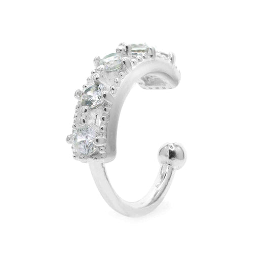 Aros Enchapado en Plata Cuff Único con Circones