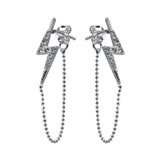 Aros con cadena de Plata 925 Rayos con Circones