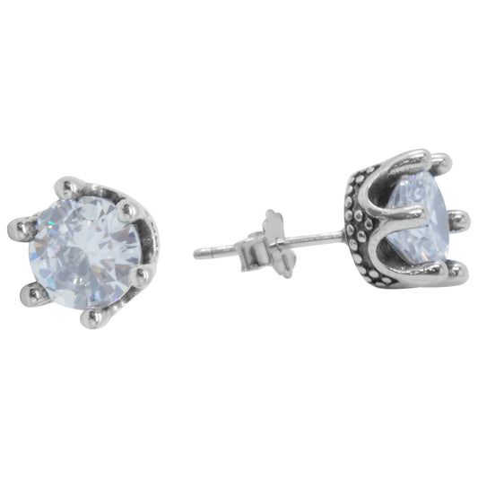 Aros de Plata 925 Corona con Circón