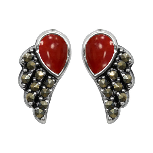 Aros de Plata 925 Ala Coral