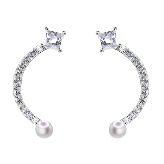 Aros de Plata 925 Arcos de Circones con Perla -