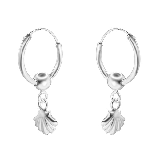Aros de Plata 925 Argolla con Almeja