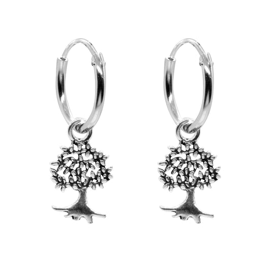 Aros de Plata 925 Argolla con Árbol