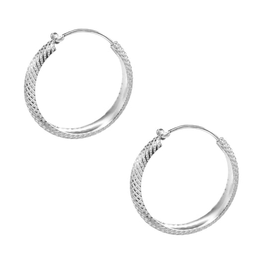 Aros de Plata 925 Argolla con Textura 20 mm