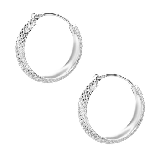 Aros de Plata 925 Argolla con Textura 24 mm