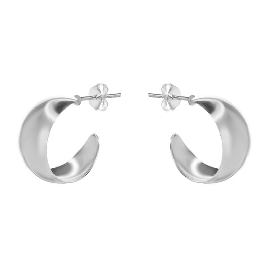 Aros de Plata 925 Argolla Estilo Bote Lisa 18 mm